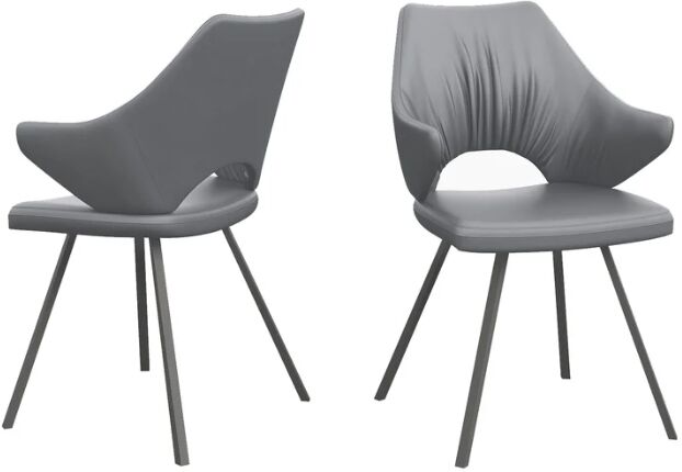 Set of 2 Torelli Zola Leather Effect Dining Chairs in Grey | Shackletons