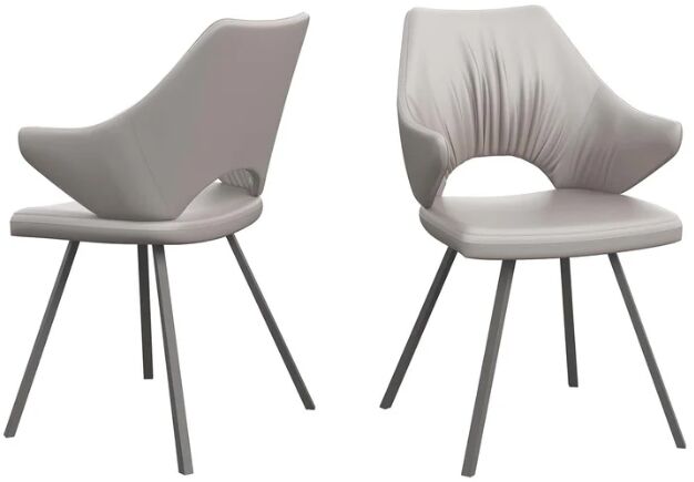 Set of 2 Torelli Zola Leather Effect Dining Chairs in Taupe | Shackletons