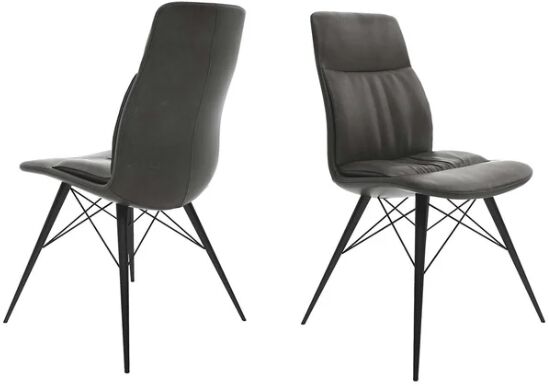 Set of 2 Torelli Alexa Leather Effect Dining Chairs in Vintage Grey | Shackletons