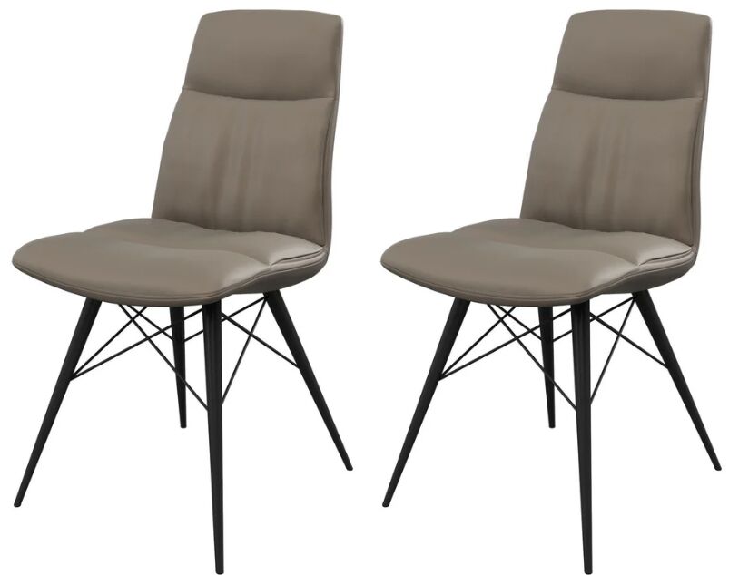 Set of 2 Torelli Alexa Leather Effect Dining Chairs in Taupe | Shackletons