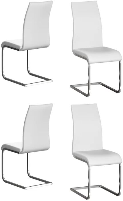 Set of 4 Torelli Paolo Leather Effect Dining Chairs in White | Shackletons
