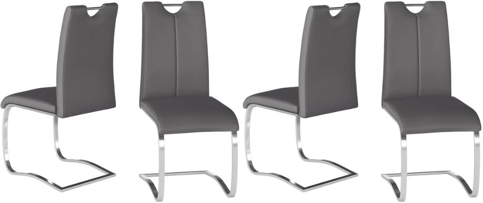 Set of 4 Torelli Gabi Leather Effect Dining Chairs in Grey | Shackletons