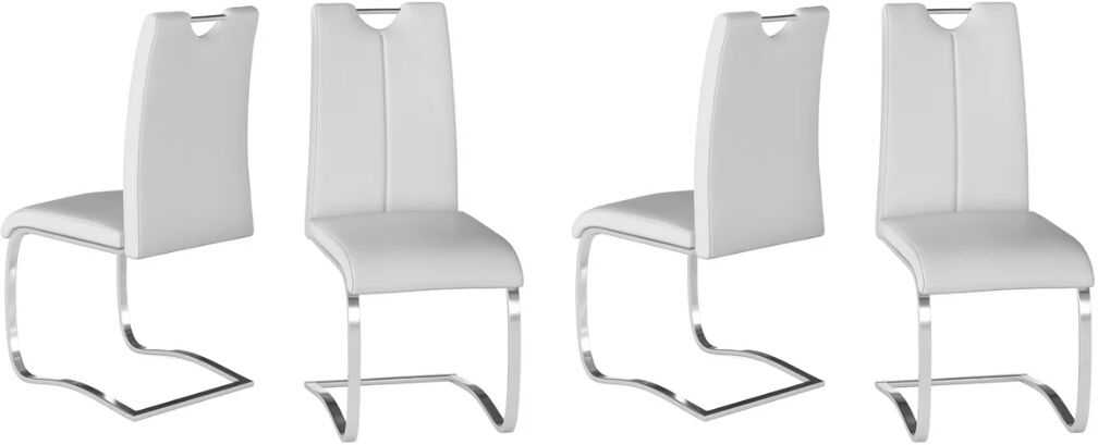 Set of 4 Torelli Gabi Leather Effect Dining Chairs in White | Shackletons