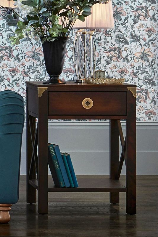 Laura Ashley Balmoral 1 Drawer Side Table in Chestnut