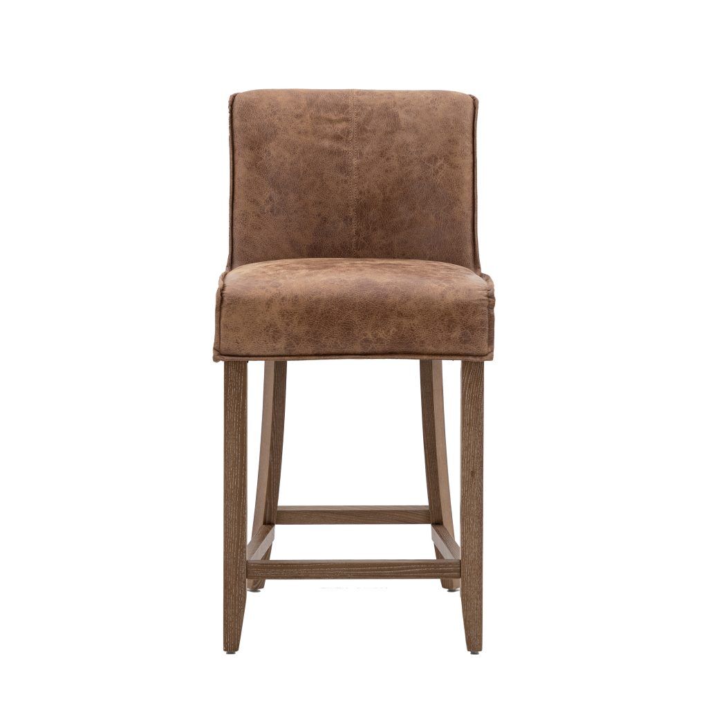 Gallery Direct Tarnby Bar Stool Brown Leather Set of 2 | Shackletons