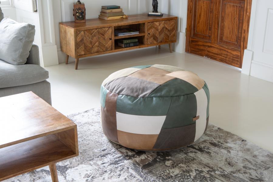 Soho Round Ottoman Patchwork Stool | Shackletons