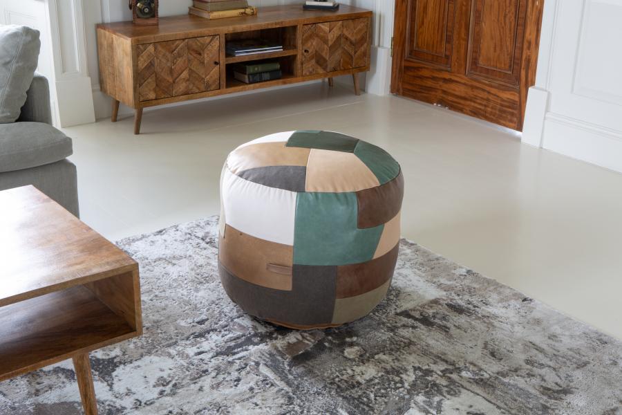 Soho Round Small Ottoman Patchwork Stool | Shackletons