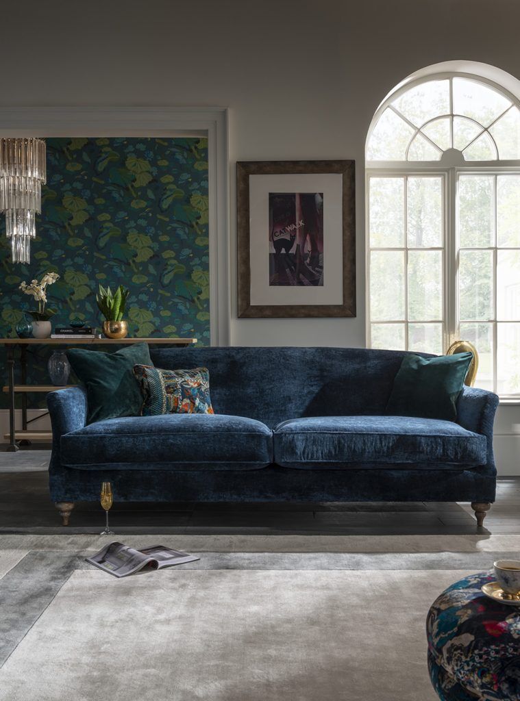 Spink  Edgar Charisse Grand Sofa shown in Eternity Sapphire | Shackletons