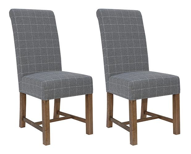 Pair of Kettle Interiors Parker Natural HO Chairs   check grey | Shackletons