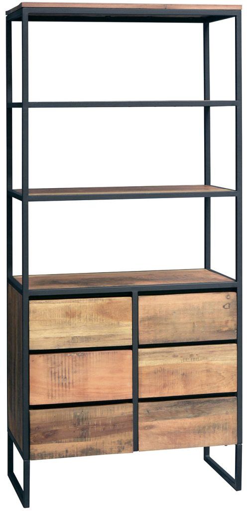 Carlton Furniture Java Sleeper Wood  Black Iron 6 Drawer Bookcase | Shackletons