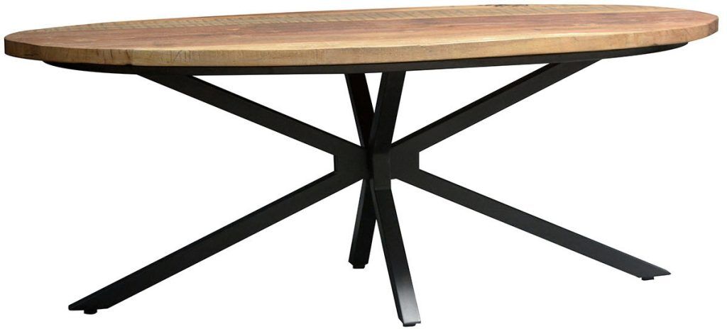 Carlton Furniture Java Sleeper Wood  Black Iron Oval Coffee Table | Shackletons