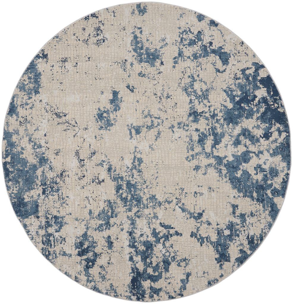 Nourison Rugs   Rustic Textures Circular RUS16 Rug in Grey  Blue   24m x 24m | Shackletons