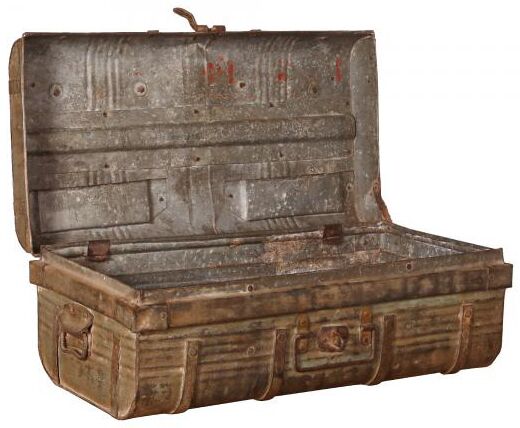 Carlton Furniture   Metal Trunk with Rusty Finish | Shackletons