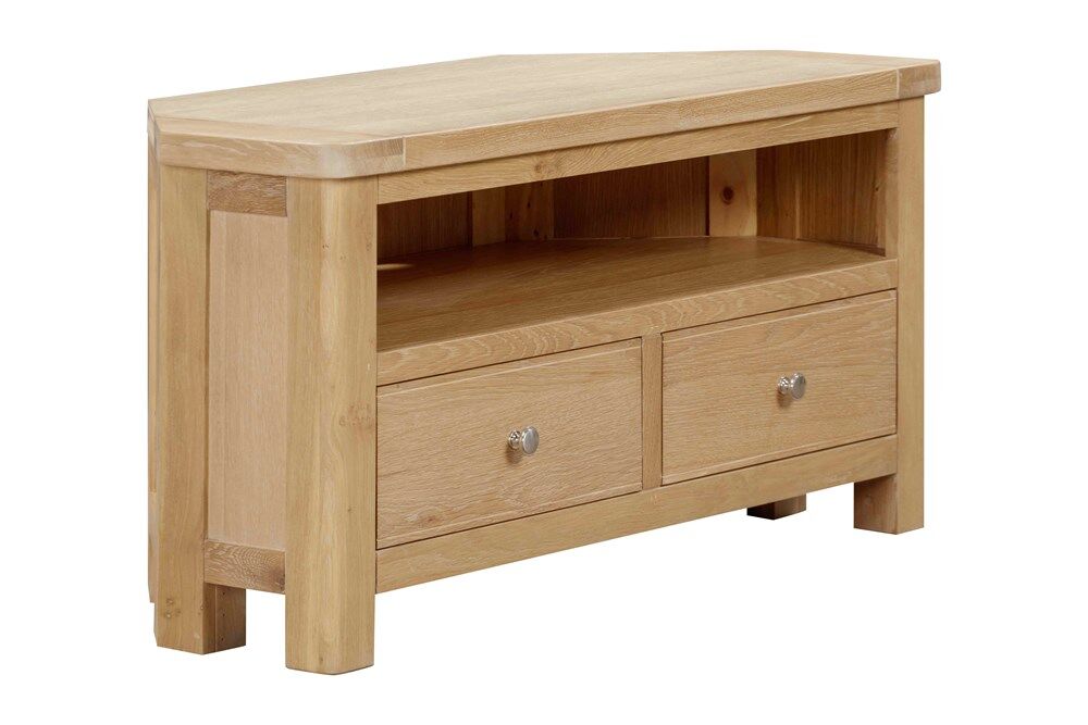 Foxington Corner TV Unit   Natural Oak | Shackletons
