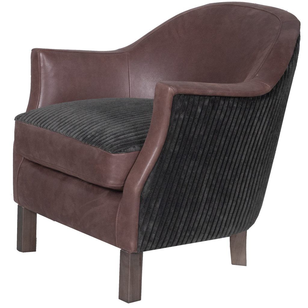Alexander  James Little Tub Accent Chair in Native Redwood and Mogan Charcoal | Shackletons