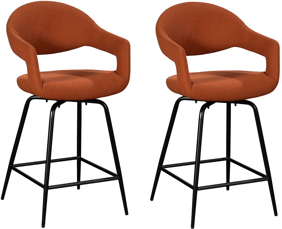 Pair of Baker Jasmine Bar Chairs   Orange Boucle | Shackletons