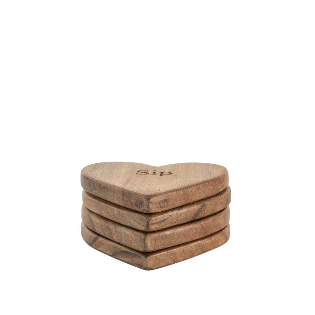 Gallery Direct Emotive Heart Coasters Natural S4 | Shackletons