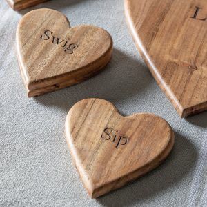 Gallery Direct Emotive Heart Coasters Natural S4 | Shackletons