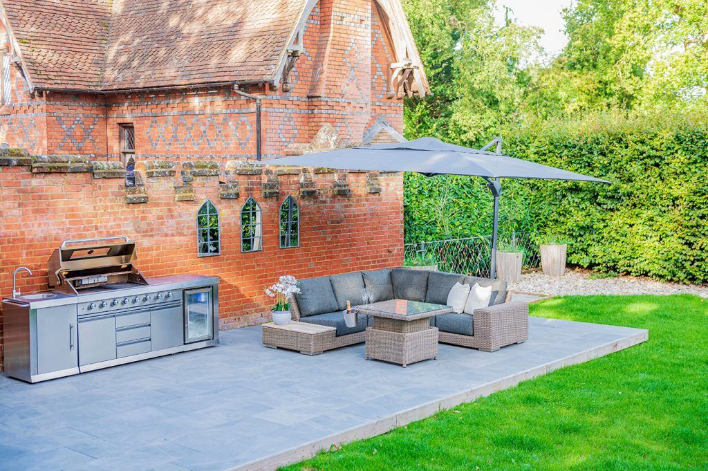 4 Seasons Outdoor Kingston Right Teak Corner Set with 90cm Hi Lo Denver Table | Shackletons