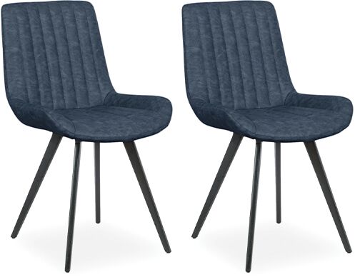 Corndell Furniture Pair of Monica Dining Chairs Dark Blue | Shackletons