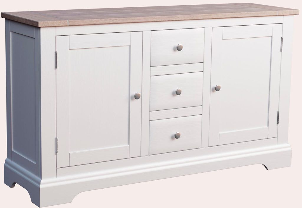 Laura Ashley Dorset 2 Door 3 Drawer Sideboard in White | Shackletons